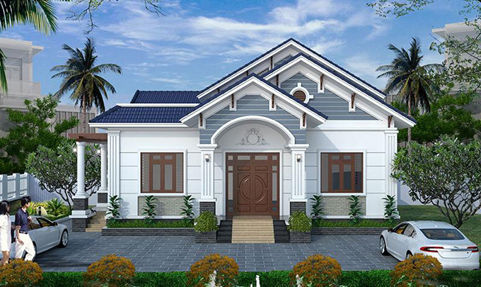 Biệt thự 1 tầng 3 phòng ngủ mái Thái nhiều tầng