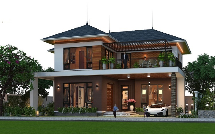 2. Biệt thự hai tầng m&aacute;i Nhật - diện t&iacute;ch 14,8 x 17,5m 
