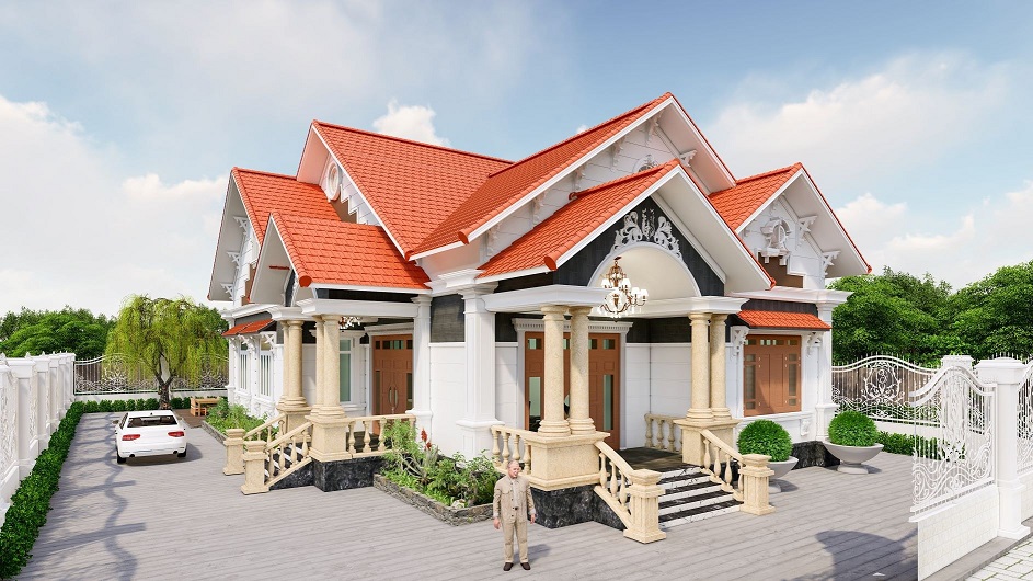 Biệt thự cấp 4 m&aacute;i Th&aacute;i nhiều tầng