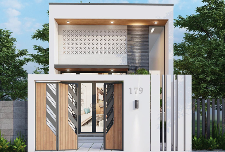Thoạt nhìn, mẫu nhà cấp 4 gác lửng này tựa như một ngôi nhà 2 tầng gọn xinh.