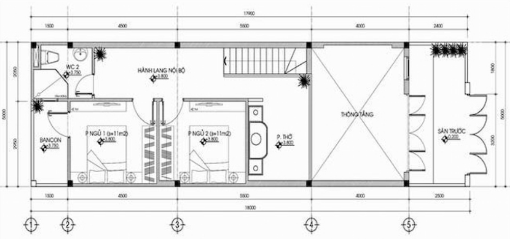Mặt bằng công năng tầng lửng.