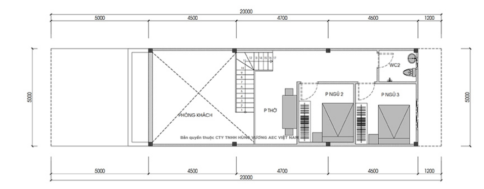 Mặt bằng tầng lửng nhà cấp 4.