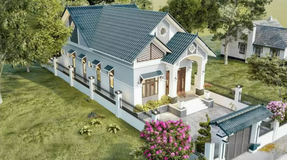 Nh&agrave; vườn cấp 4 m&aacute;i Th&aacute;i 3 ph&ograve;ng ngủ v&ugrave;ng ngoại &ocirc; rộng r&atilde;i.