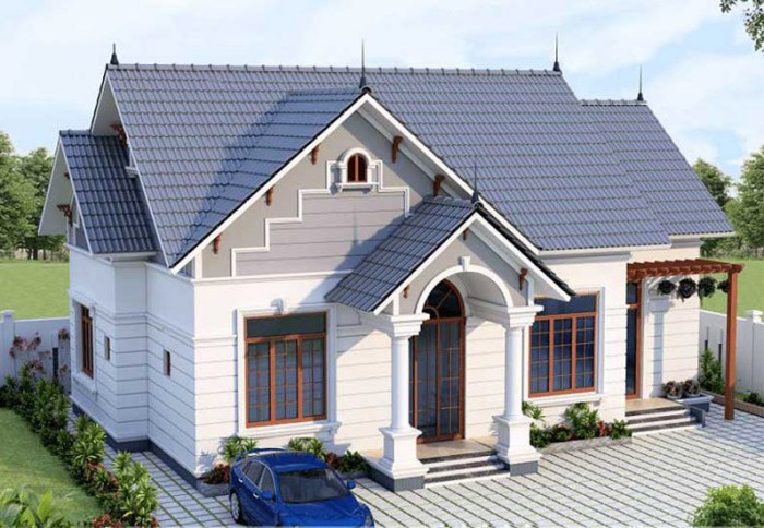 Thoạt nh&igrave;n, mẫu nh&agrave; cấp 4 m&aacute;i Th&aacute;i 3 ph&ograve;ng ngủ n&agrave;y tựa như một biệt thự mini.