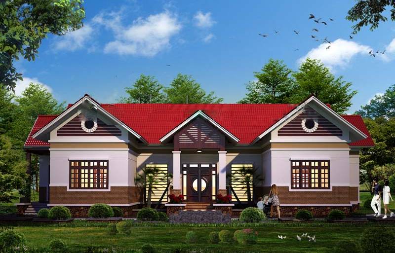 Nh&agrave; chữ U thiết kế 1 tầng kh&aacute; phổ biến ở v&ugrave;ng ngoại &ocirc;, n&ocirc;ng th&ocirc;n.