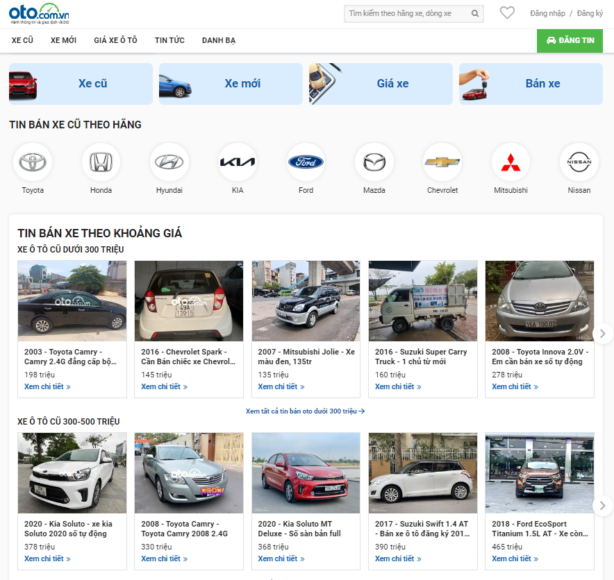 giao diện Oto.com.vn.