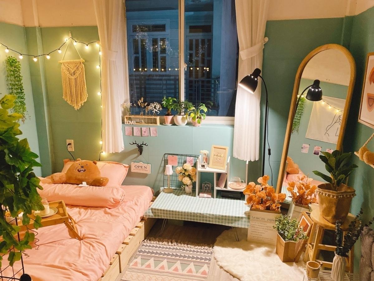 Phòng trọ đẹp với đèn LED trang trí