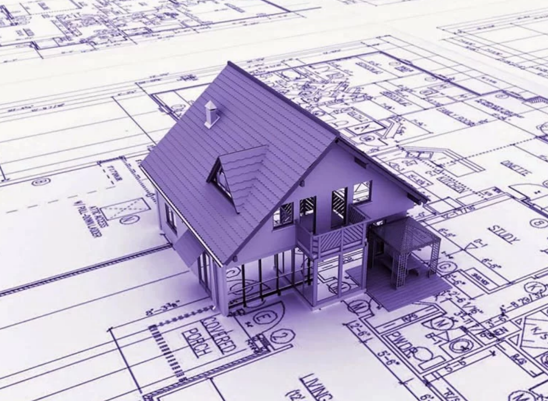 m&ocirc; h&igrave;nh ng&ocirc;i nh&agrave; đặt tr&ecirc;n bản vẽ thiết kế
