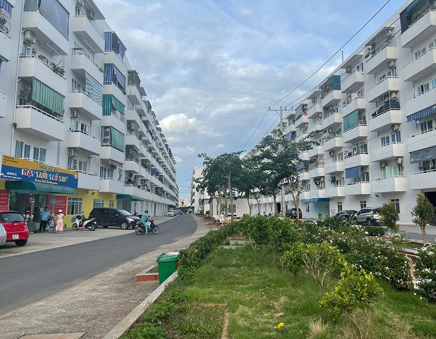 Hình ảnh một khu nhà ở xã hội đã hoàn thiện và đi vào sử dụng.