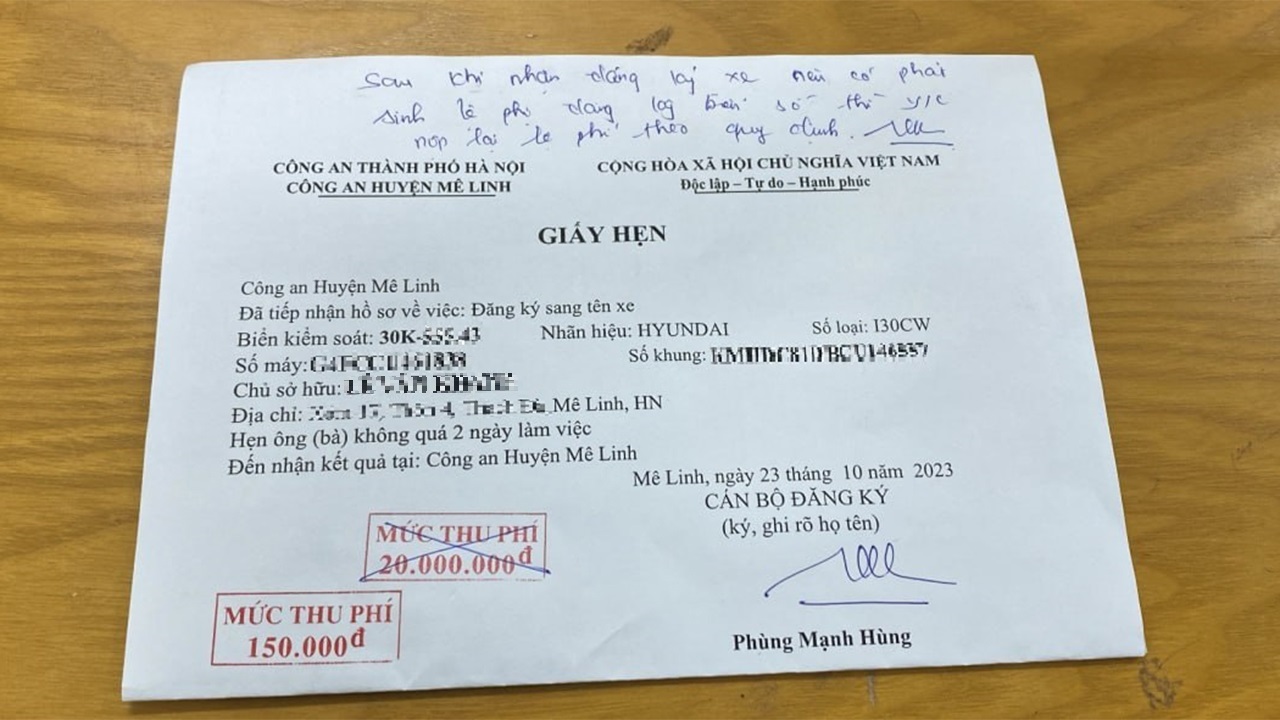 Xe cũ từ tỉnh về Hà Nội không mất 20 triệu phí cấp biển 1