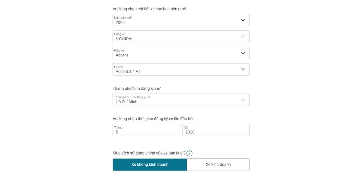 B&aacute;o gi&aacute; bảo hiểm &ocirc; t&ocirc; online Liberty