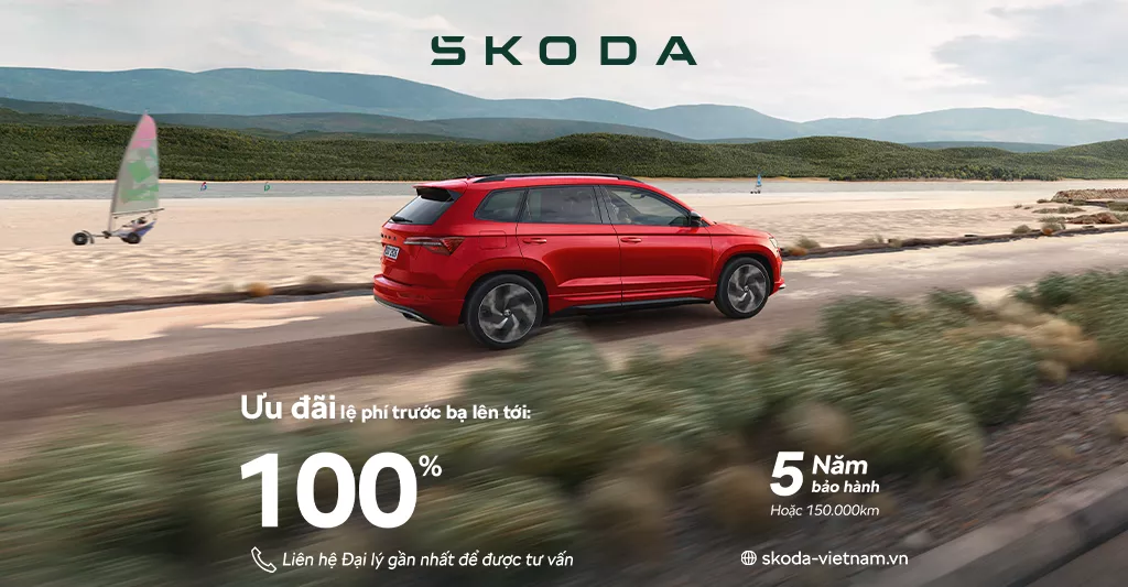 Skoda tham gia cuộc đua ưu đãi tháng 4, hỗ trợ lên tới 100% lệ phí trước bạ.