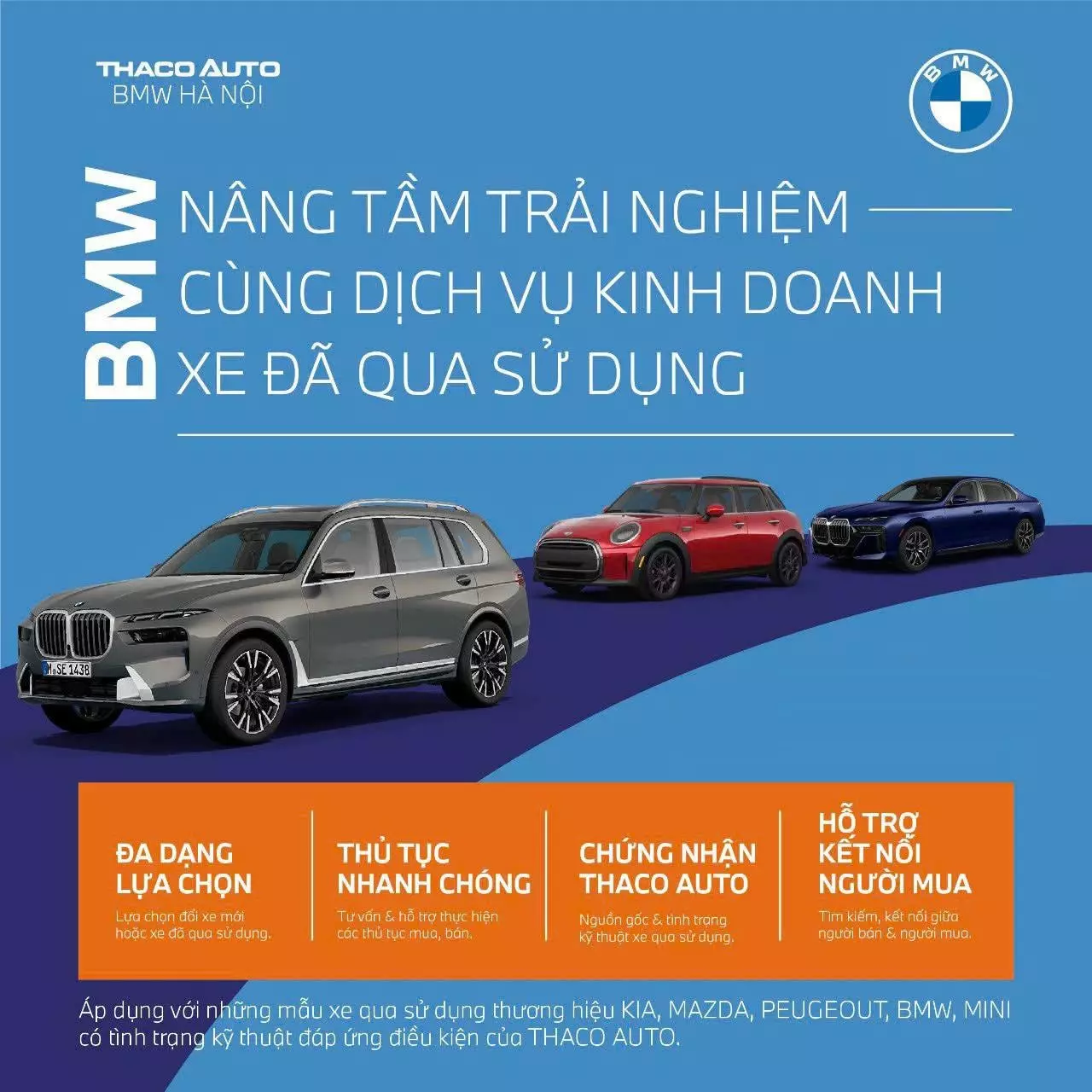 THACO Auto kinh doanh xe cũ với loạt sản phẩm của KIA, Mazda, Peugeot, BMW, MINI