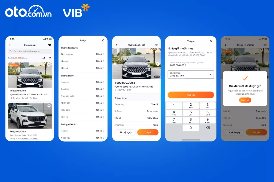 mua ô tô trực tuyến trên app MyVIB 1