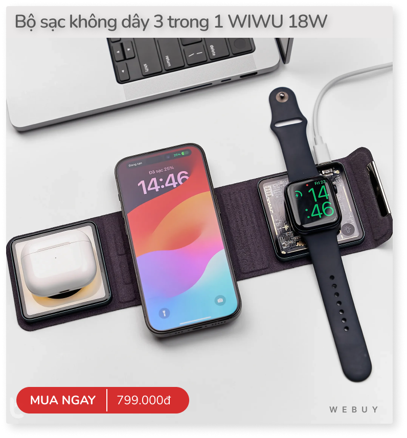 Dock sạc 3 trong 1 gấp gọn giá chỉ 900.000đ siêu hợp với ai có đủ combo iPhone - AirPods - Apple Watch- Ảnh 11.