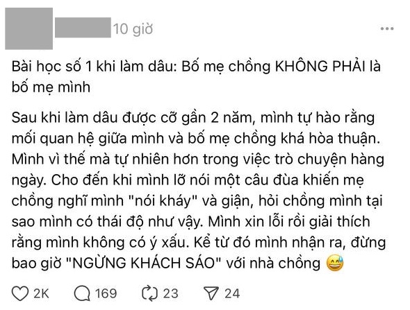 Bùng nổ tranh luận về bài học số 1 khi làm dâu: EQ quyết định tất cả hay không có khái niệm "con dâu như con đẻ"?- Ảnh 1.