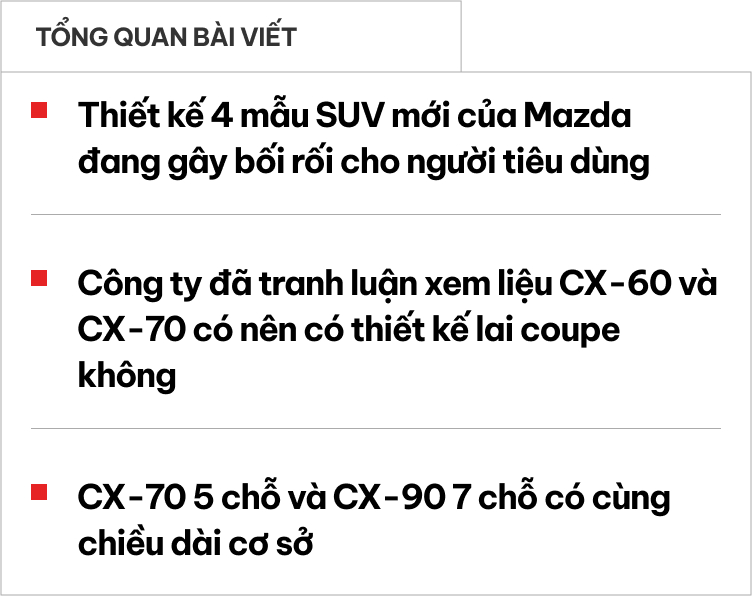 Thiết kế của Mazda quá nhàn: 4 mẫu mà cứ ngỡ 1, hãng tiết lộ 'cố tình' làm vậy dù thừa sức 'vẽ' khác đi, tự tin khách vẫn phân biệt được- Ảnh 1.