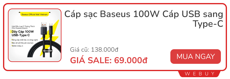 Cuối tháng cầm 100.000đ tự tin săn sale: Cáp sạc, tai nghe, đồ dùng mùa đông... món nào cũng rẻ- Ảnh 2.