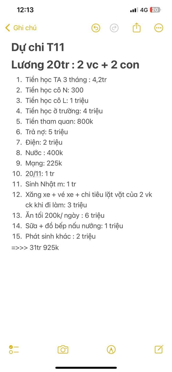 Lương 2 vợ chồng 20 triệu đồng, tháng nào cô vợ cũng tiêu quá tay, âm cả chục triệu đồng: CĐM chỉ ra hàng loạt đầu mục không hợp lý!- Ảnh 1.