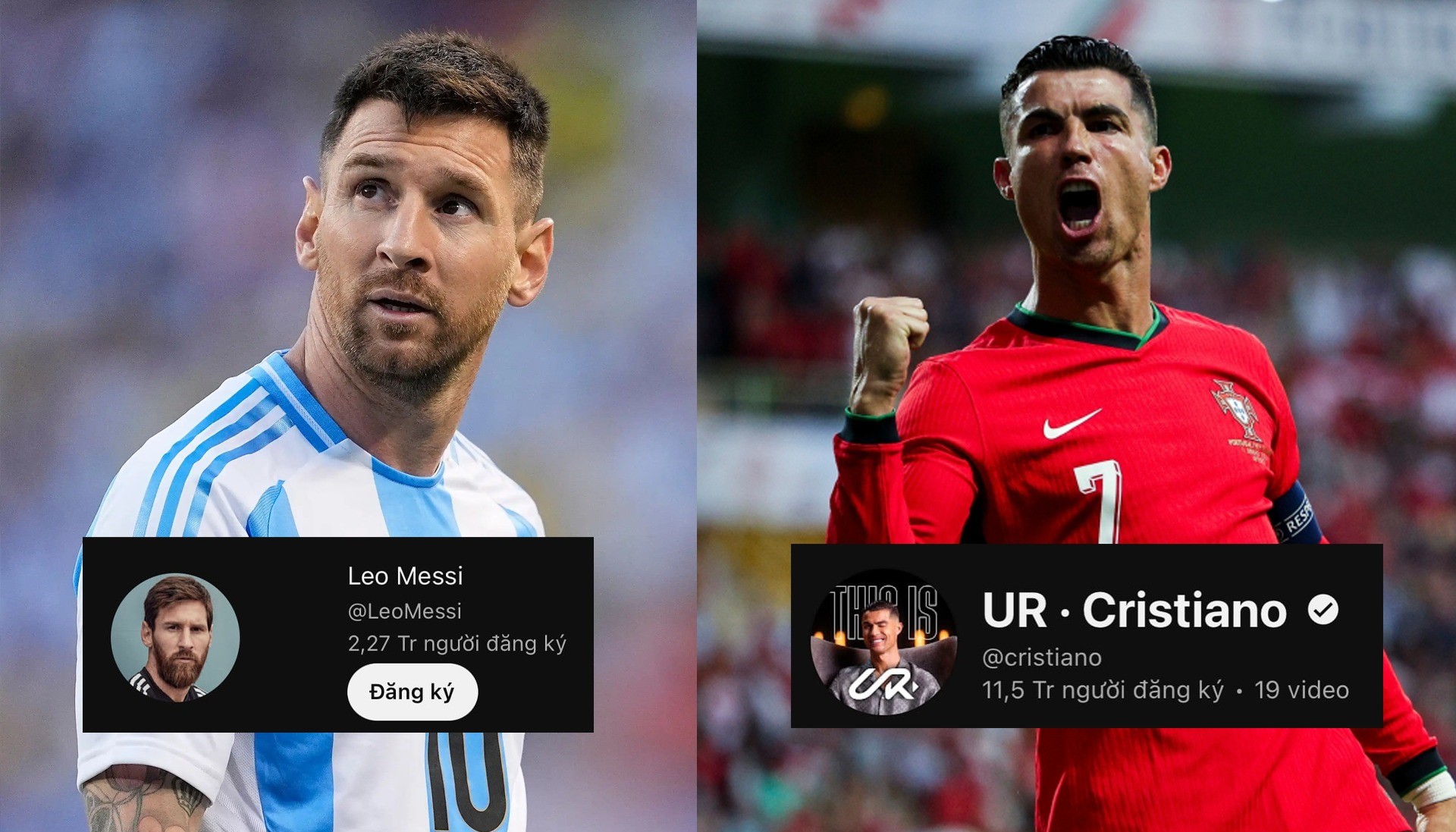 Ronaldo cho Messi "hít khói" trên đường đua Youtube, mở kênh được 11 tiếng đã có nút kim cương, lập luôn 3 kỷ lục- Ảnh 1.