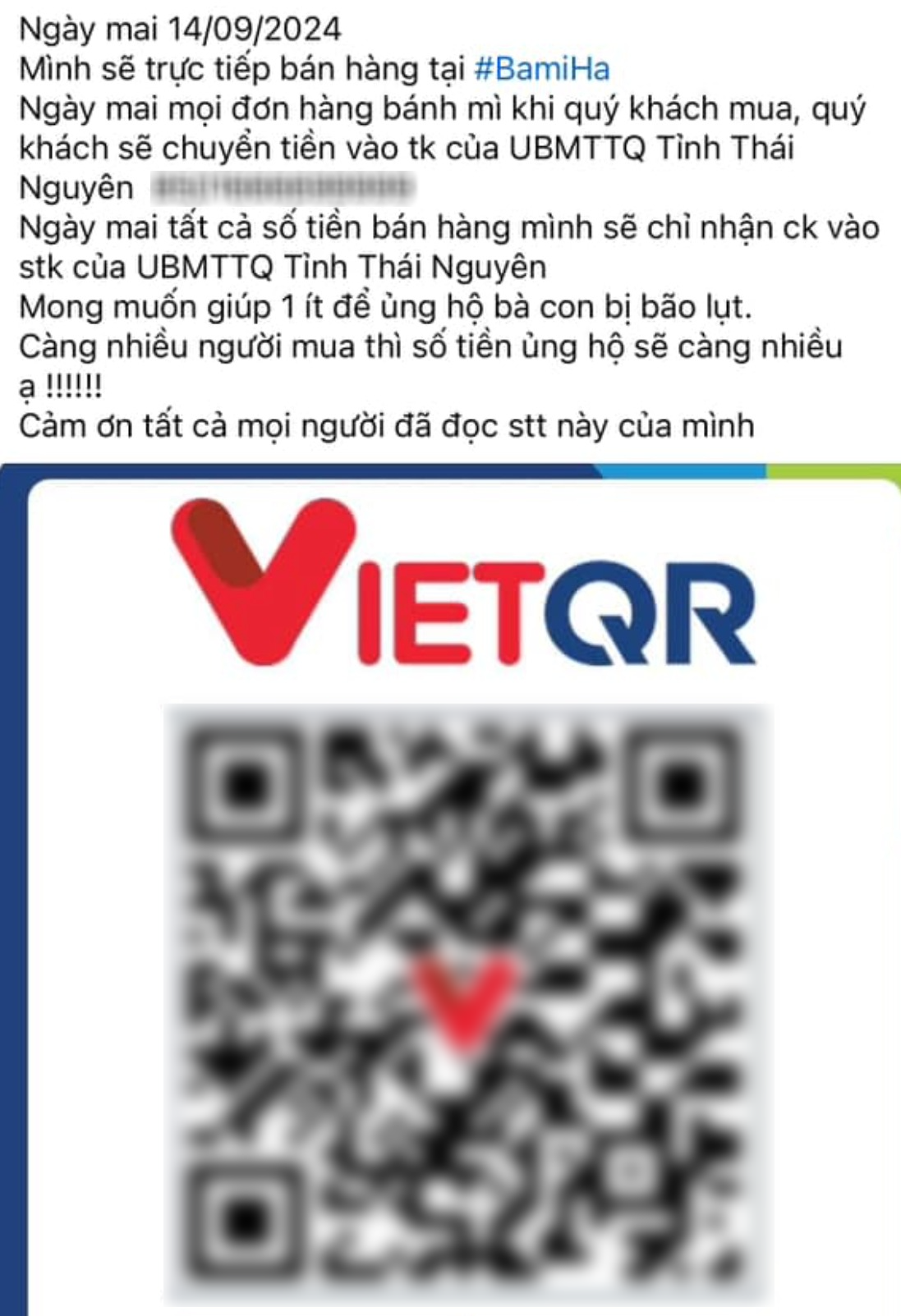 Nhiều quán cà phê thay mã QR thanh toán thành tài khoản của MTTQ để ủng hộ đồng bào vùng lũ, hàng nghìn người ủng hộ- Ảnh 6.