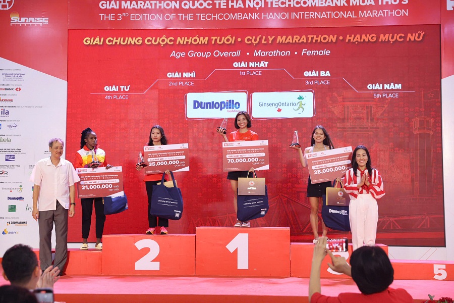 Chung cuộc nhóm tuổi cự ly Marathon - Top 5 nữ.