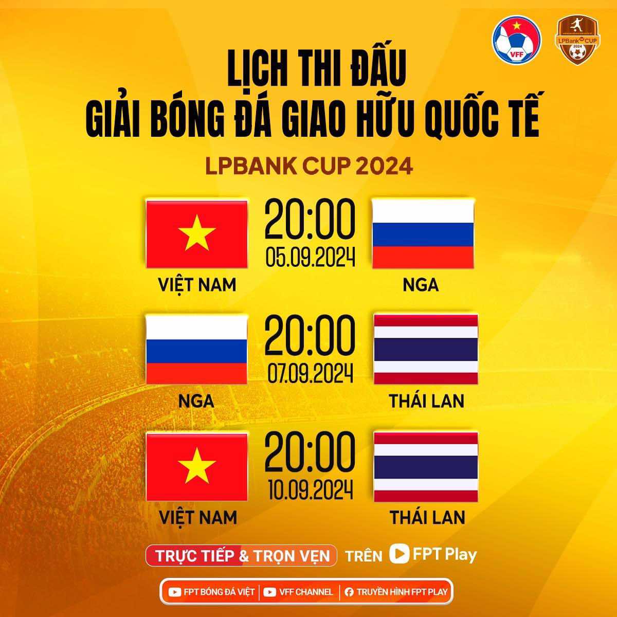 Xem trực tiếp đội tuyển Việt Nam đấu đội tuyển Nga tại LPBank Cup 2024 ở đâu?- Ảnh 1.