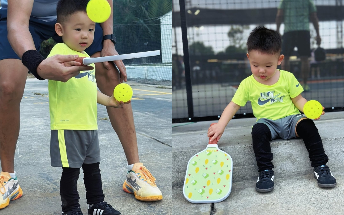 Con trai Minh Hằng bé xíu đã được mẹ dạy chơi pickleball, chọn vợt cực xinh để "chiến đấu"- Ảnh 4.