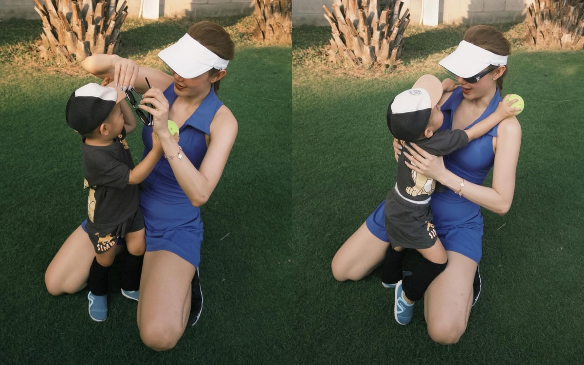 Con trai Minh Hằng bé xíu đã được mẹ dạy chơi pickleball, chọn vợt cực xinh để "chiến đấu"- Ảnh 3.