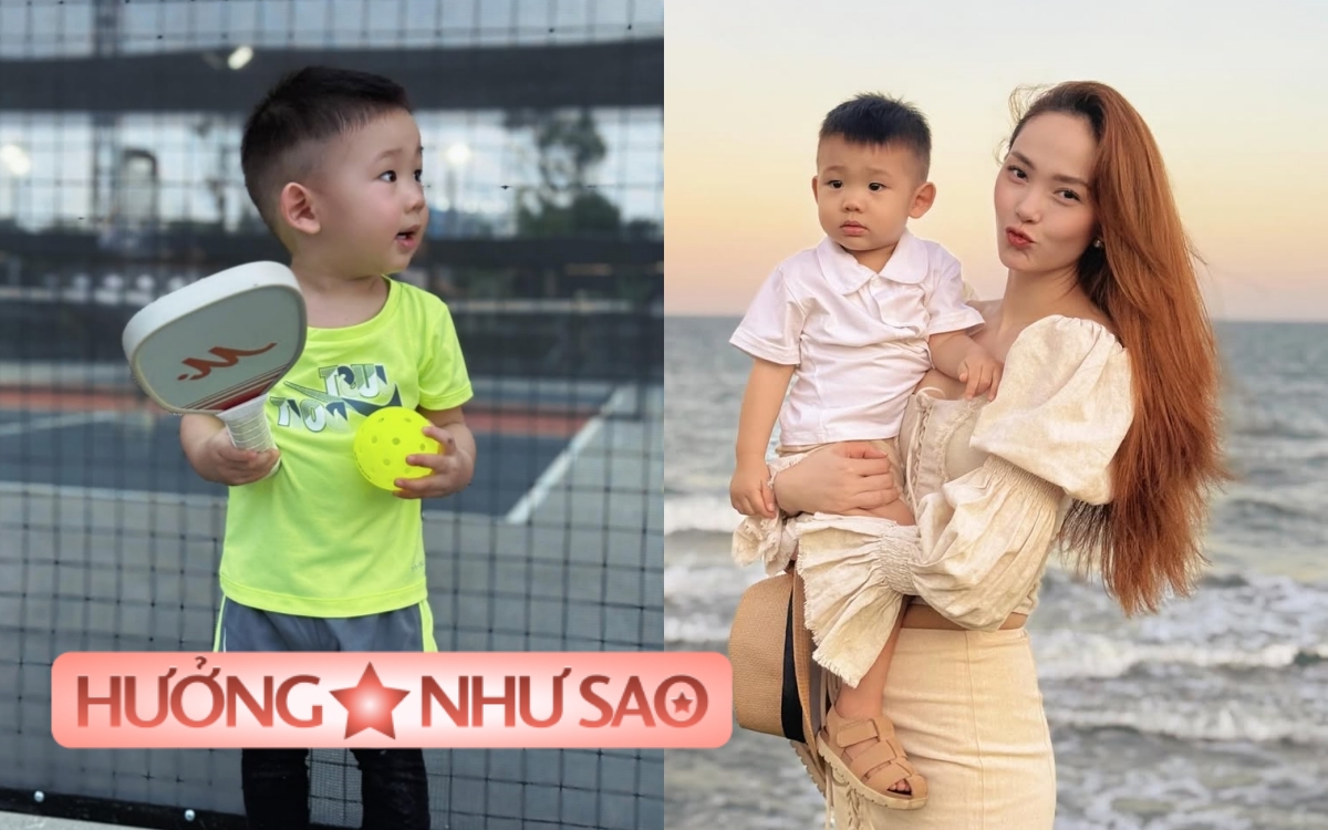 Con trai Minh Hằng bé xíu đã được mẹ dạy chơi pickleball, chọn vợt cực xinh để "chiến đấu"- Ảnh 1.