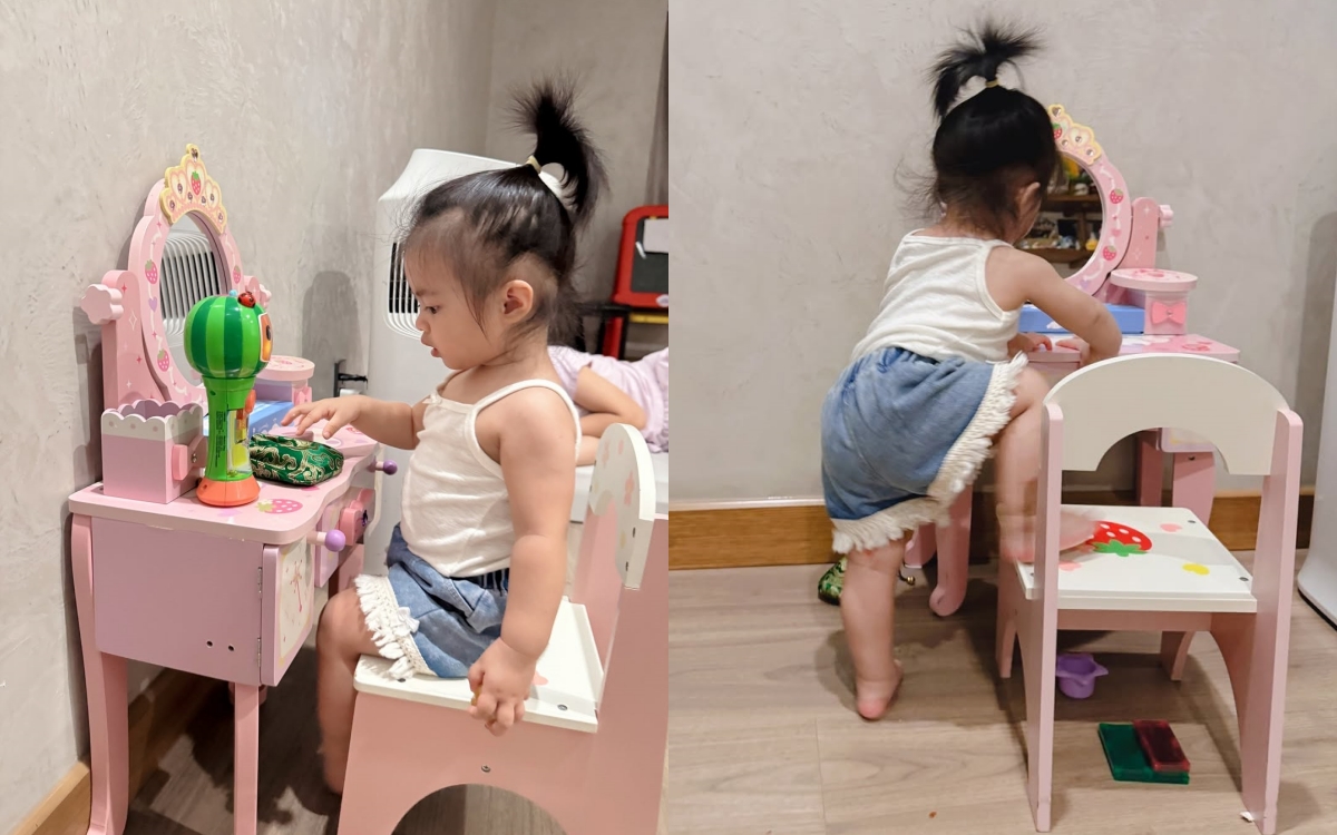 Con gái Đông Nhi hơn 1 tuổi đã "mê phấn son", có riêng bàn makeup xinh như công chúa- Ảnh 3. Con gái Đông Nhi hơn 1 tuổi đã "mê phấn son", có riêng bàn makeup xinh như công chúa- Ảnh 3.