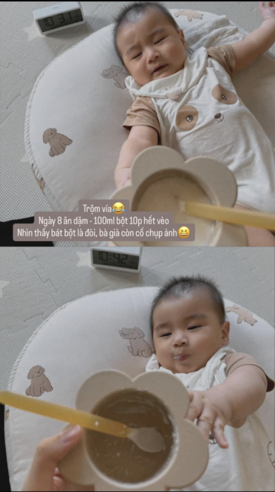 Chú bé Panda mới hơn 6 tháng ăn mỗi bữa hết veo 100ml bột, tự ngủ xuyên đêm: Mẹ Mai Ngọc chăm cực khéo từ nết ăn đến nết ngủ- Ảnh 4.
