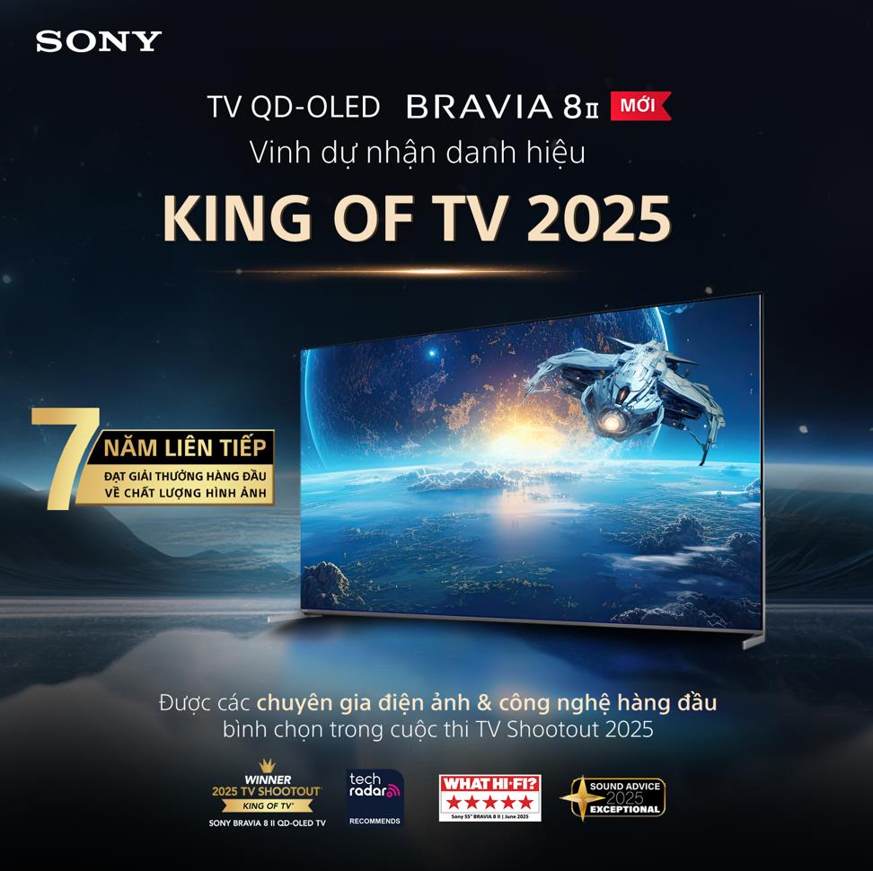 Sony BRAVIA 8 II gây sốt toàn cầu với giải thưởng “King of TV 2025”- Ảnh 1.