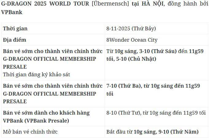 G-DRAGON 2025 WORLD TOUR [Übermensch]- Biểu tượng toàn cầu chính thức trở lại với chuyến lưu diễn được mong chờ bậc nhất tại các thành phố lớn- Ảnh 6.