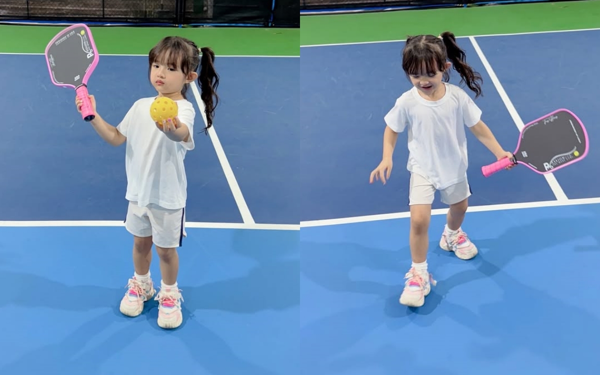 Con gái Đông Nhi mang vợt tiền triệu, ra dáng "vợt thủ" trên sân pickleball- Ảnh 4. Con gái Đông Nhi mang vợt tiền triệu, ra dáng "vợt thủ" trên sân pickleball- Ảnh 4.