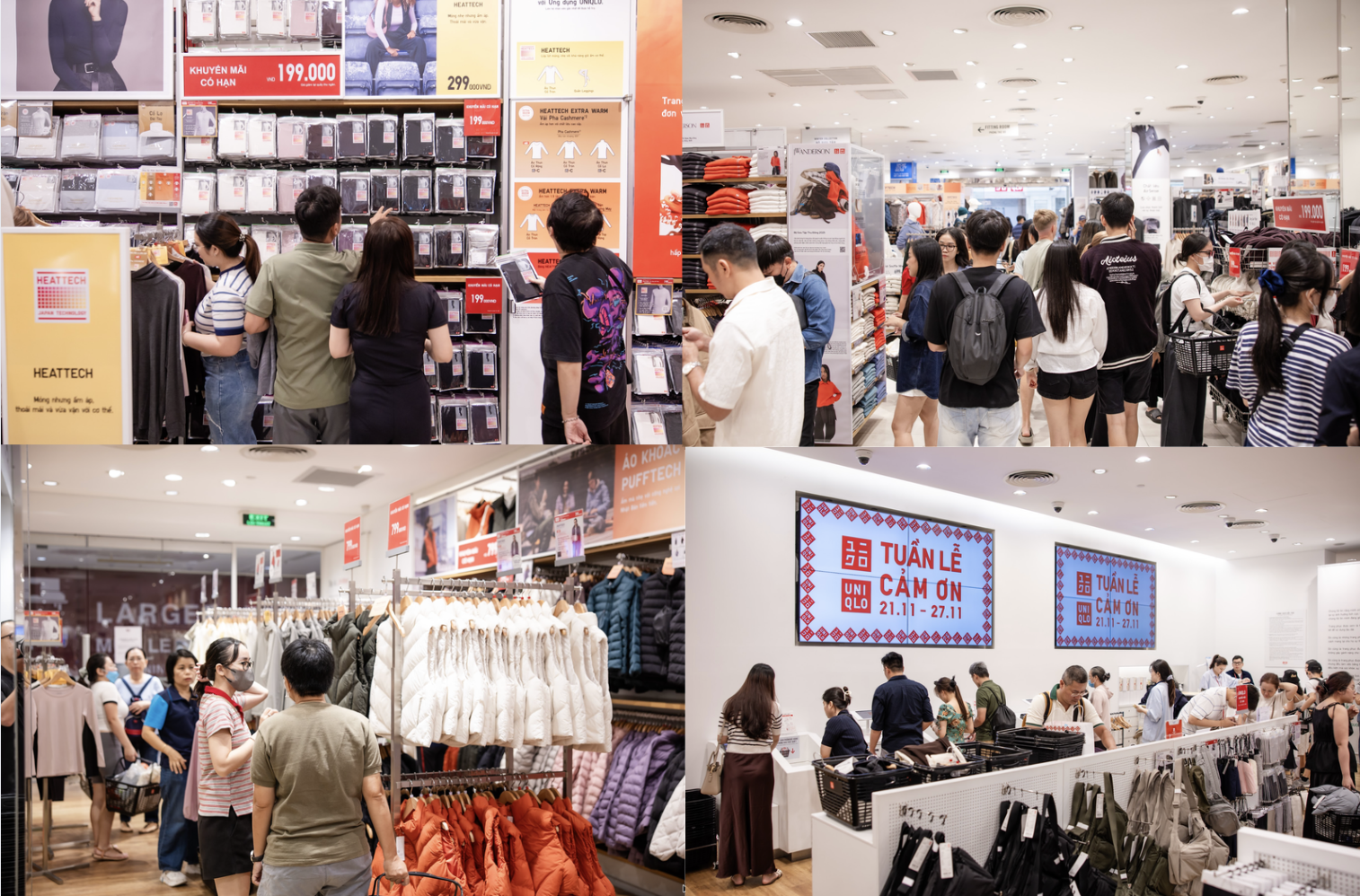 Cửa h&agrave;ng UNIQLO nhuộm đỏ ưu đ&atilde;i dịp cuối năm: Loạt TikToker đổ bộ, giỏ h&agrave;ng kh&ocirc;ng thể thiếu &aacute;o kho&aacute;c chống tia UV PUFFTECH- Ảnh 1.