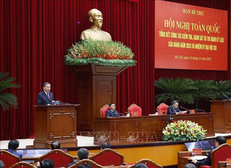 Tổng B&iacute; thư T&ocirc; L&acirc;m: Kh&ocirc;ng để c&oacute; 'khoảng trống', 'v&ugrave;ng tối' m&agrave; c&ocirc;ng t&aacute;c kiểm tra, gi&aacute;m s&aacute;t của Đảng kh&ocirc;ng vươn tới được- Ảnh 1.