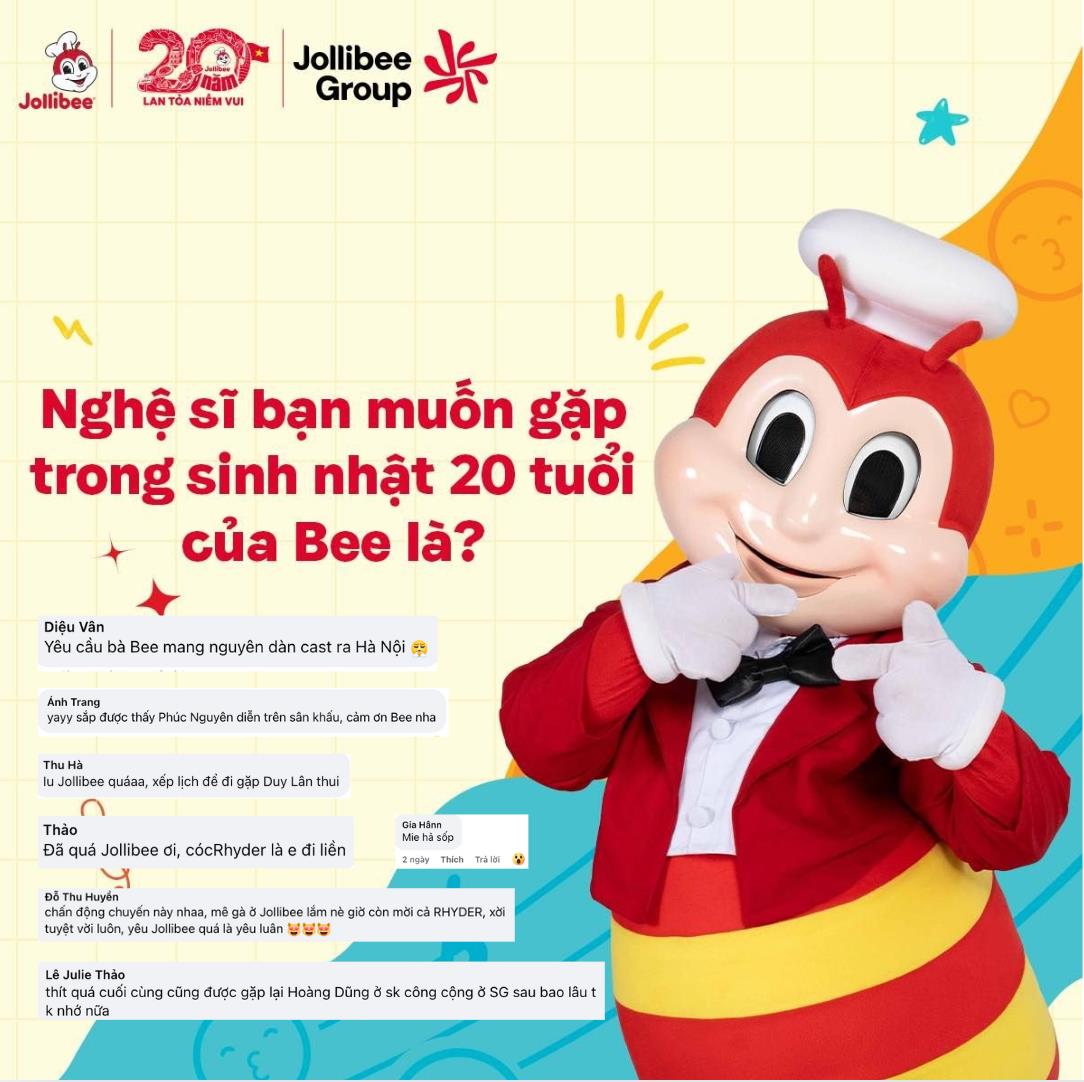 Jollibee “giữ nhiệt” trên mạng xã hội với chuỗi nội dung vui vẻ mừng cột mốc 20 năm tại Việt Nam- Ảnh 2.