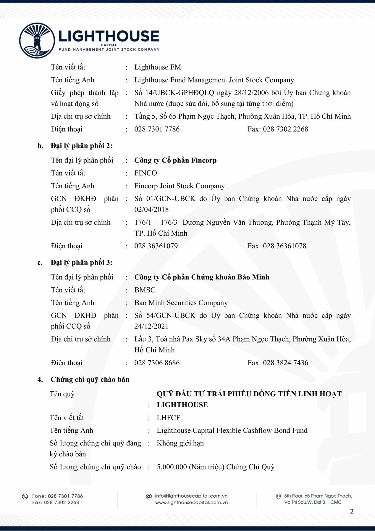 Lighthouse Capital th&ocirc;ng b&aacute;o ch&agrave;o b&aacute;n chứng chỉ Quỹ LHFCF ra c&ocirc;ng ch&uacute;ng- Ảnh 2.