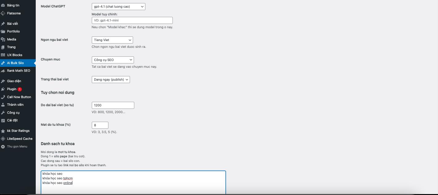 AI Bulk Silo - Plugin viết b&agrave;i tự động cho Wordpress- Ảnh 2.