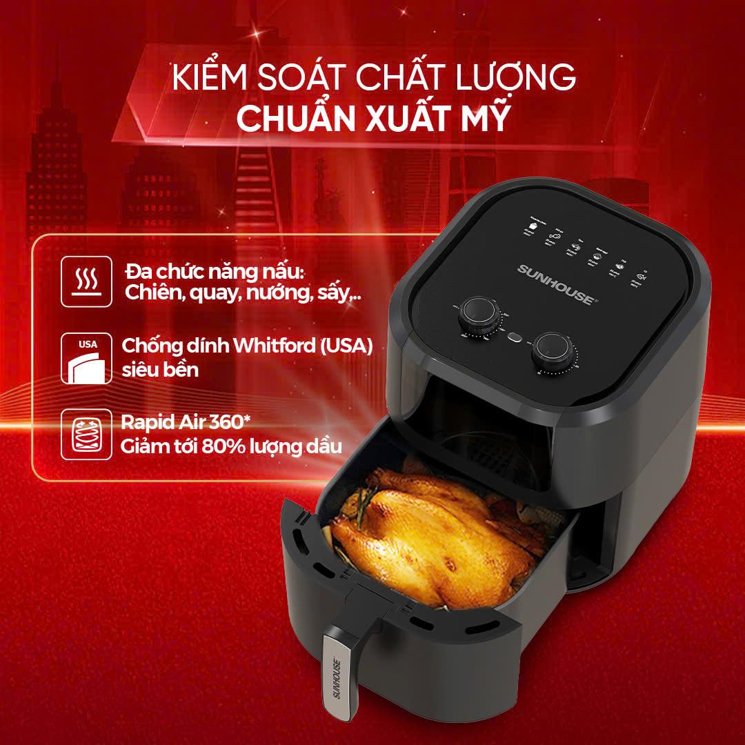 Ti&ecirc;n phong c&ocirc;ng nghệ v&igrave; sức khỏe: Nồi chi&ecirc;n kh&ocirc;ng dầu SUNHOUSE đạt Top &ldquo;H&agrave;ng Việt Nam được người ti&ecirc;u d&ugrave;ng y&ecirc;u th&iacute;ch 2025&rdquo;- Ảnh 3.