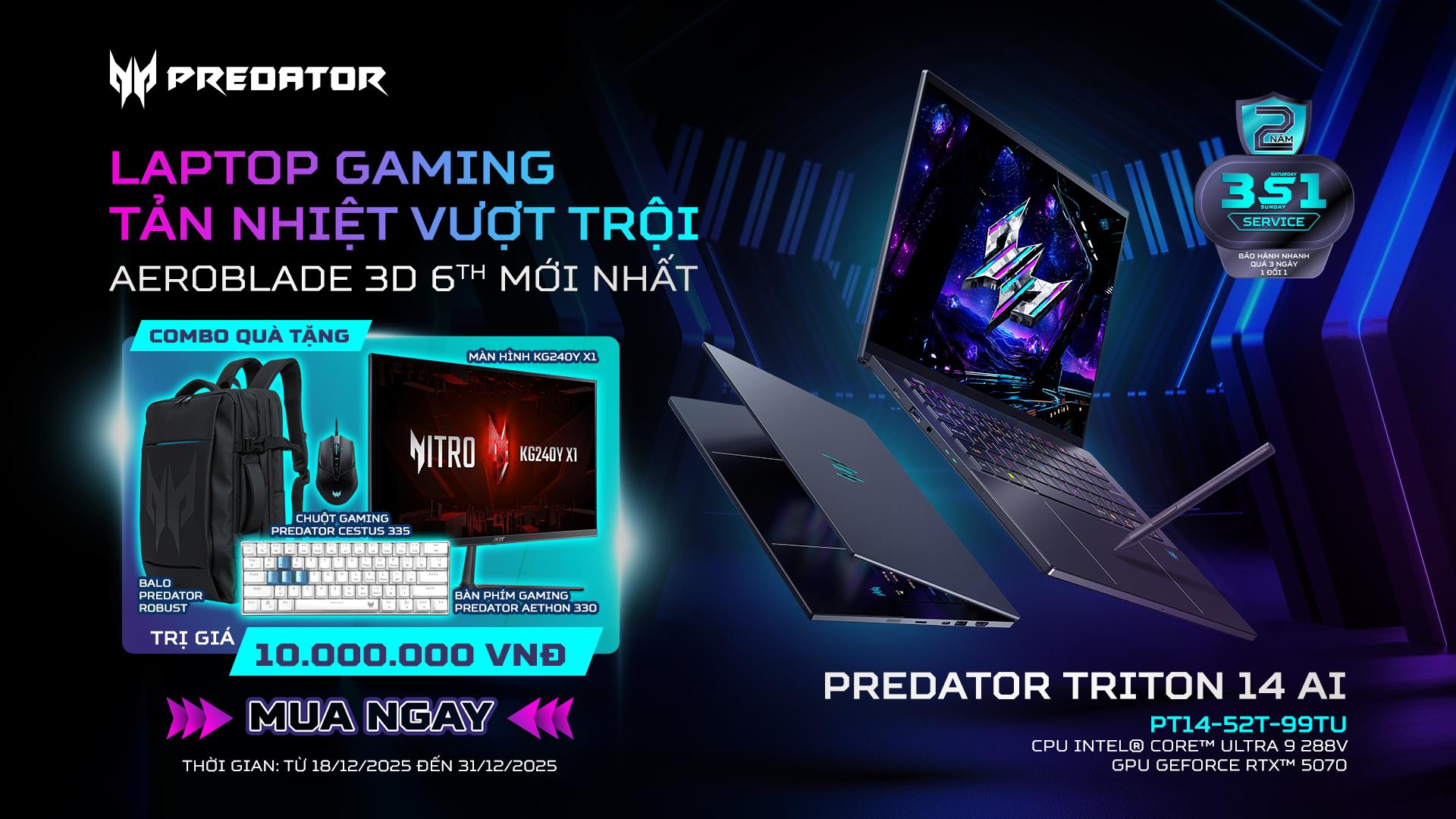 Predator Triton 14 AI &ndash; Chuẩn laptop gaming cao cấp mới với tản nhiệt Graphene TIM v&agrave; RTX 5070- Ảnh 5.