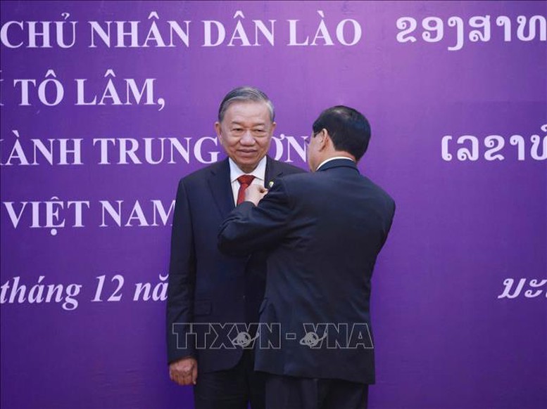 Tổng Bí thư Tô Lâm nhận Huân chương Vàng Quốc gia của Nhà nước Lào- Ảnh 3.