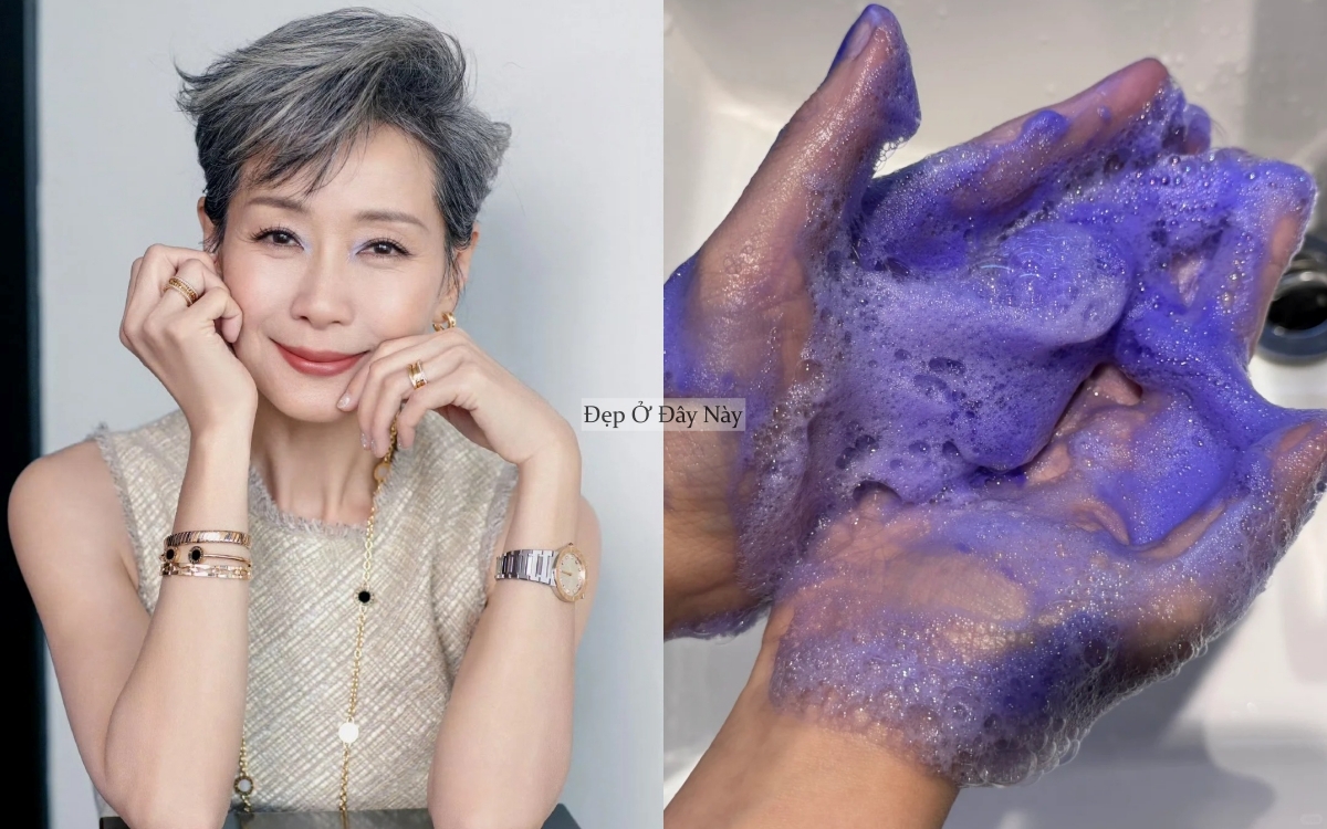 Muốn t&oacute;c bạc tự nhi&ecirc;n vẫn đẹp, phụ nữ trung ni&ecirc;n cần d&ugrave;ng dầu gội t&iacute;m- Ảnh 1.