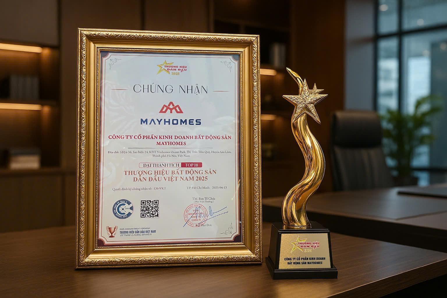 Mayhomes lọt Top 10 Thương hiệu Bất động sản dẫn đầu Việt Nam 2025- Ảnh 1. Mayhomes lọt Top 10 Thương hiệu Bất động sản dẫn đầu Việt Nam 2025- Ảnh 1.