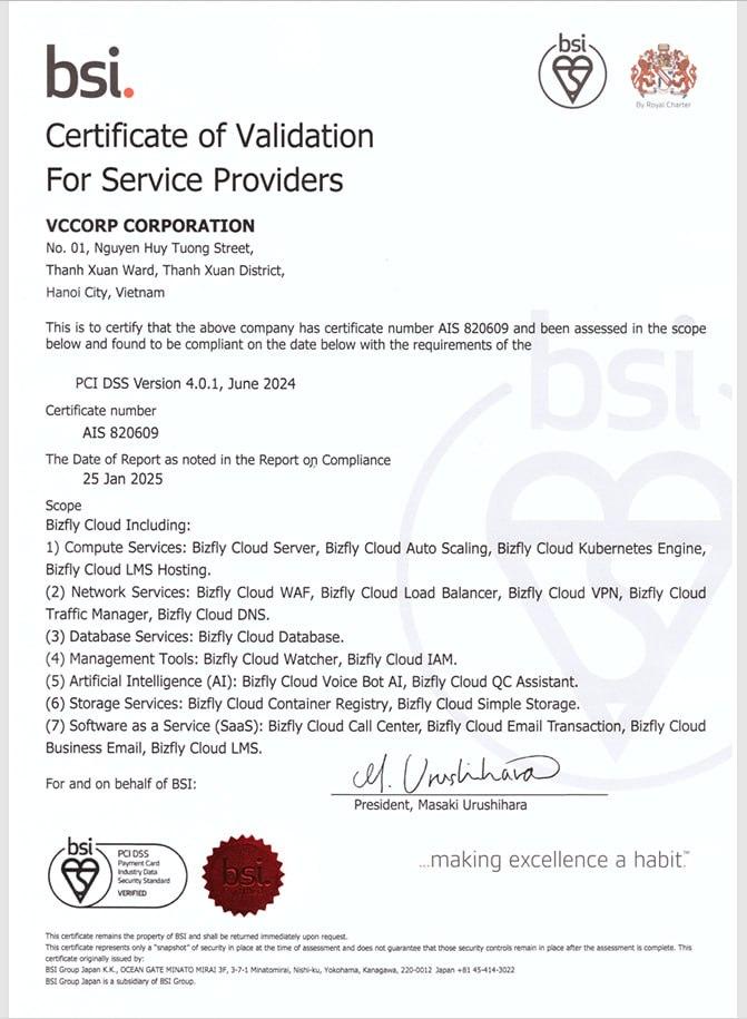 Bizfly Cloud - Đơn vị tiên phong đạt chứng nhận bảo mật PCI DSS phiên bản mới nhất V4.0.1- Ảnh 1. Bizfly Cloud - Đơn vị tiên phong đạt chứng nhận bảo mật PCI DSS phiên bản mới nhất V4.0.1- Ảnh 1.