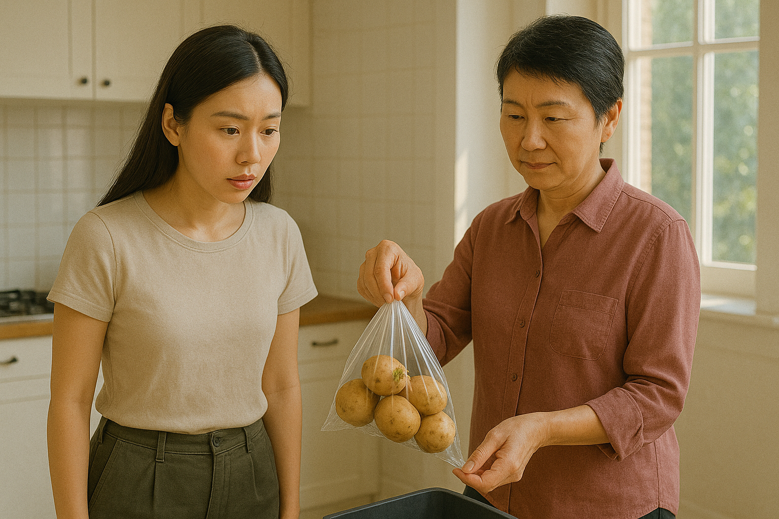 Nhìn thấy túi khoai tây con dâu mang về biếu, mẹ chồng vứt luôn vào thùng rác và dạy cho bài học "sáng mắt"- Ảnh 1. Nhìn thấy túi khoai tây con dâu mang về biếu, mẹ chồng vứt luôn vào thùng rác và dạy cho bài học "sáng mắt"- Ảnh 1.