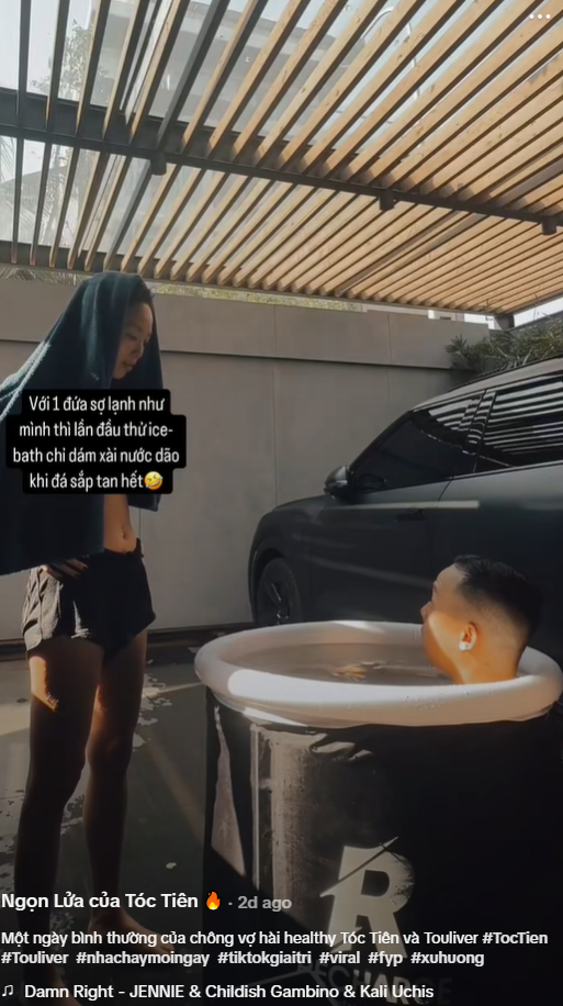 Vợ chồng Tóc Tiên "chơi lớn" khi thay nhau ngâm mình trong nước đá lạnh: Tốt sức khỏe, trẻ hóa da nhưng cần lưu ý 5 điều kẻo phản tác dụng!- Ảnh 1.