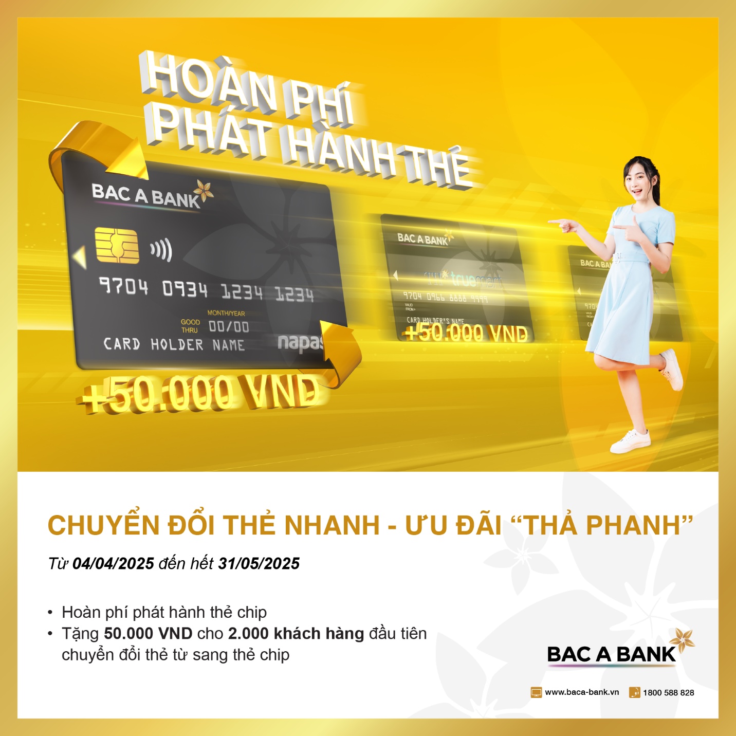 Hoàn phí chuyển đổi, ngàn quà tặng cho chủ thẻ chip Contactless BAC A BANK- Ảnh 1. Hoàn phí chuyển đổi, ngàn quà tặng cho chủ thẻ chip Contactless BAC A BANK- Ảnh 1.