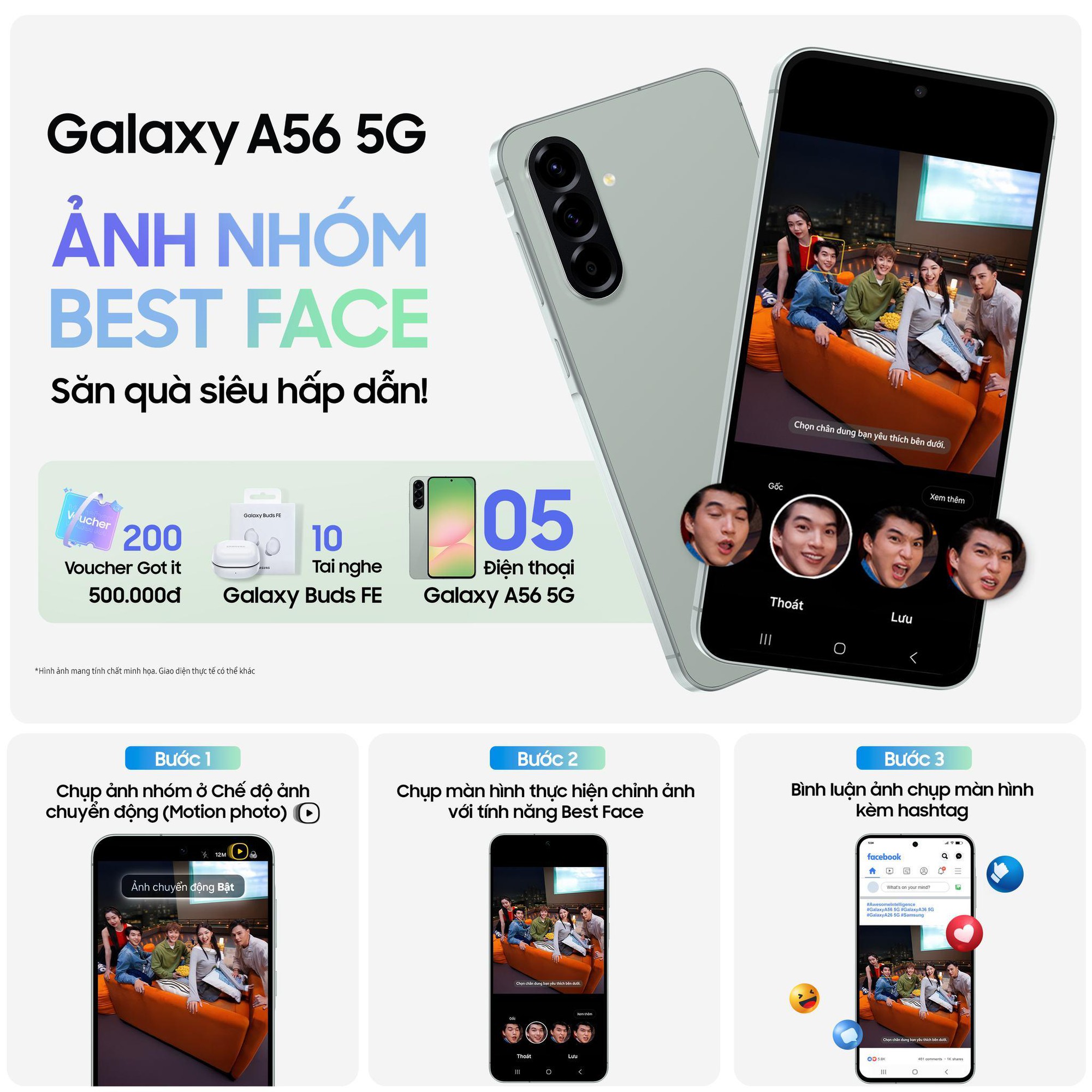 Thử thách sống ảo, nhận quà thật cùng HIEUTHUHAI và thử thách Best Face trên Galaxy A56 5G- Ảnh 4. Thử thách sống ảo, nhận quà thật cùng HIEUTHUHAI và thử thách Best Face trên Galaxy A56 5G- Ảnh 4.